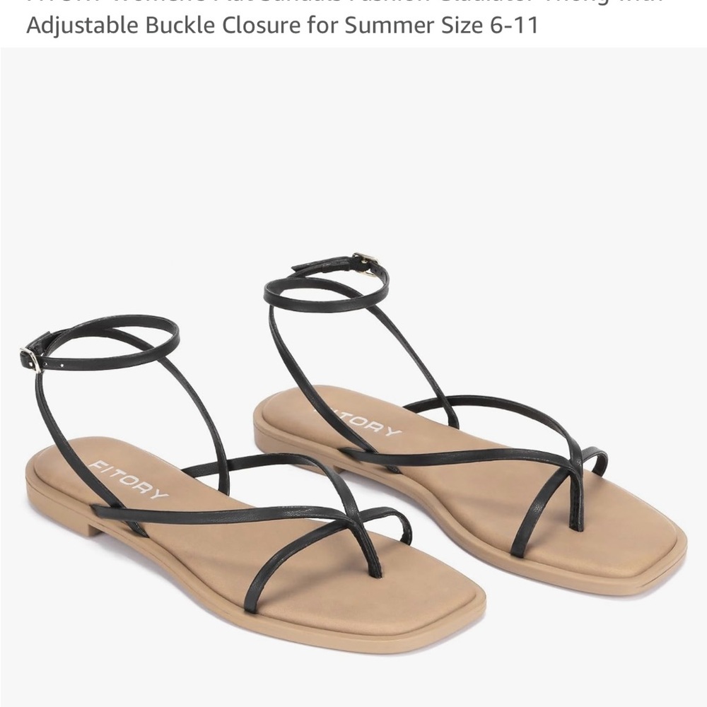 Black and Tan Minimalist Sandals with Adjustable Straps
